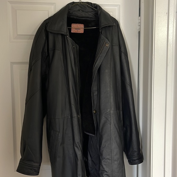 1 XL Loco Signature Black Leather Winter Trenchcoat - Picture 3 of 8